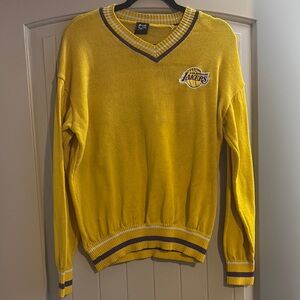 Lakers Yellow V-Neck Sweater